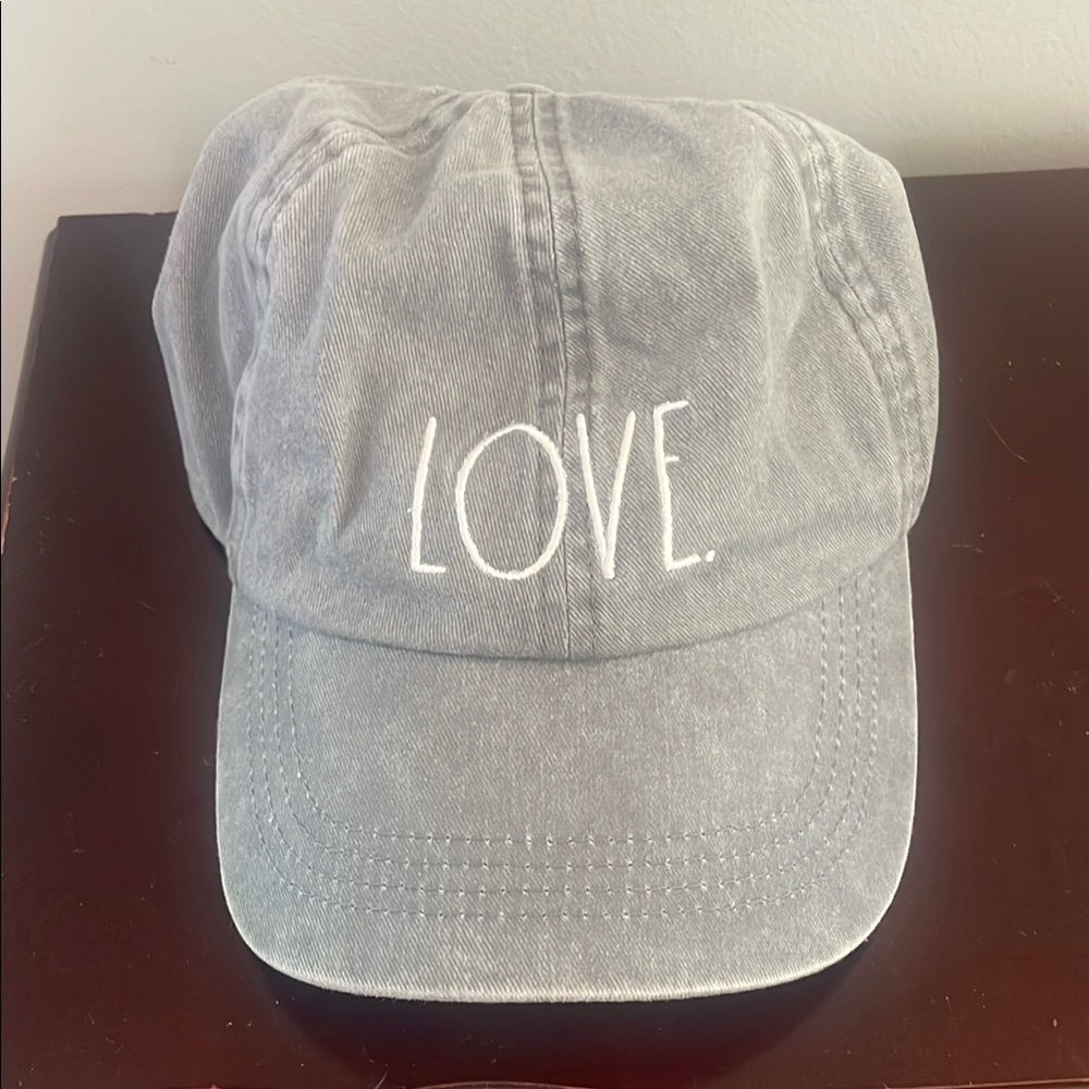 Rae Dunn Gray and White LOVE Hat